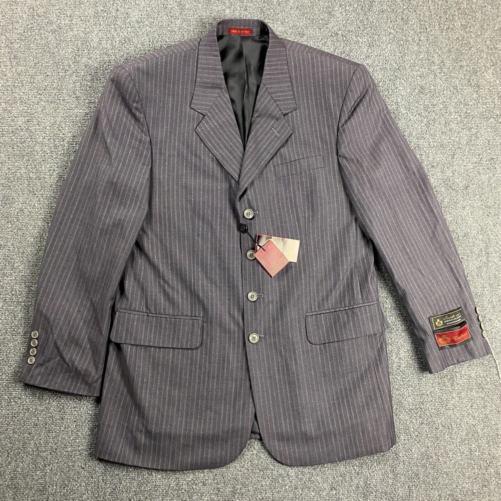 Vitaliano Blazer Men's 40R Gray Striped Super 150s Polyester Blend NWT‎